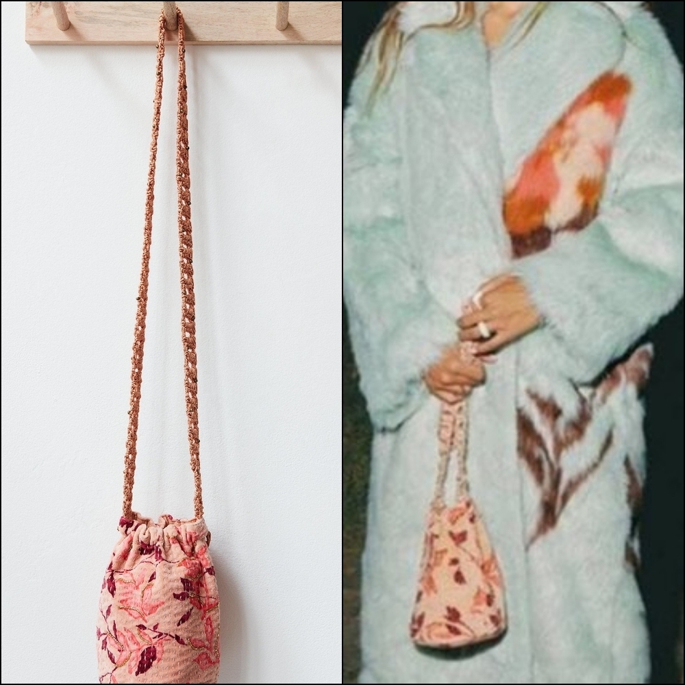 Free People Pink Floral Crossbody Bag